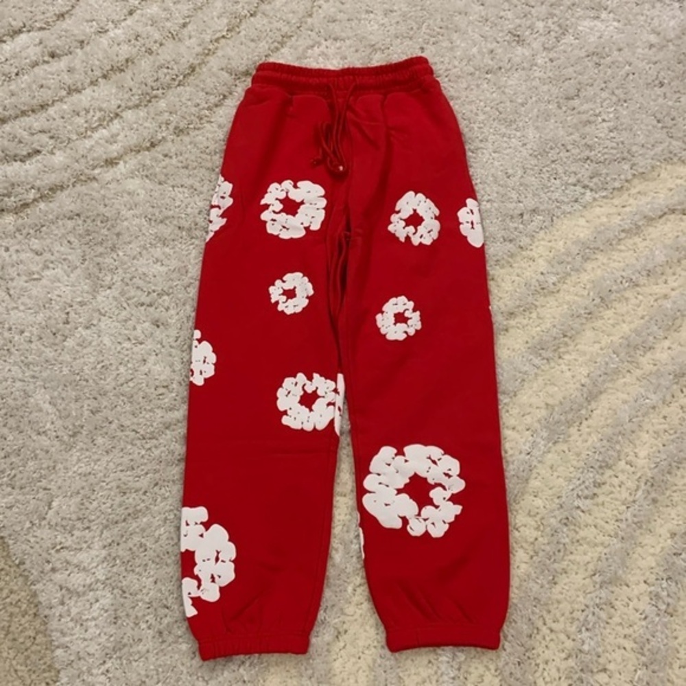 Denim Tears Red Sweatpants Cuffed The Cotton Wreath Mens Size Large